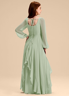 Azazie Clara Junior Abito A-Line in Chiffon Blusa Verde Salvia image8