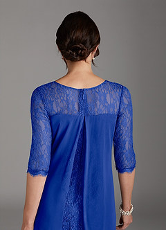Azazie Flo Mother of the Bride Dresses Royal Blue A-Line Lace Chiffon Dress image5