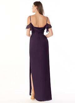 Azazie Emeralda Bridesmaid Dresses Plum Sheath Off the Shoulder Chiffon Dress image2