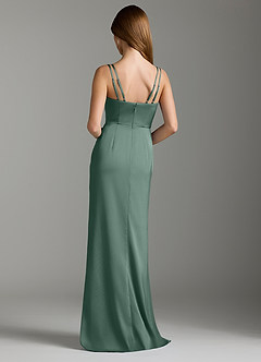 Azazie Leo Bridesmaid Dresses Eucalyptus Sheath Pleated Stretch Satin Dress image2