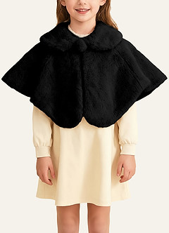 front Flower Girl Faux Fur Collared Cape