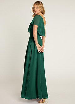 Azazie Lizzy Final Sale Emerald A-Line One Shoulder Chiffon Dress image6