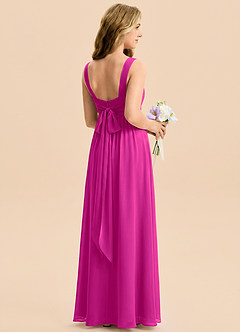 Azazie Kora Junior Fuchsia A-Line Pleated Chiffon Dress image2