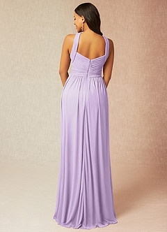 Azazie Hillian Bridesmaid Dresses Lilac A-Line Halter Pleated Mesh Dress image2