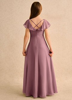 Azazie Nari Girls Formal Flower Girl Dresses Amethyst A-Line with Sleeves Chiffon Dress image7