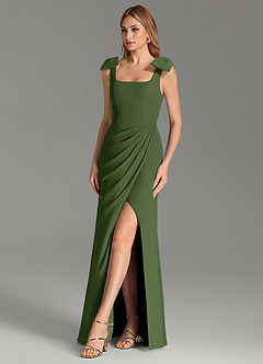 Azazie Adalynn Bridesmaid Dresses Olive Mermaid Pleated Chiffon Dress image5
