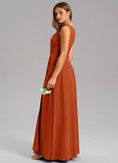 Azazie Phaedra Bridesmaid Dresses Burnt Orange A-Line One Shoulder Chiffon Dress image14