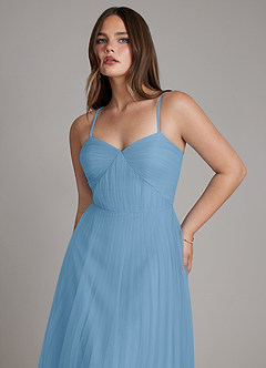 Azazie Teagan Bridesmaid Dresses Steel Blue A-Line Sweetheart Neckline Tulle Dress image6