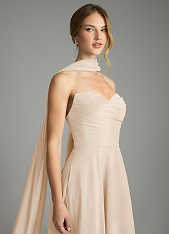 Azazie Ayla Abiti da Damigella Abito A-Line in Chiffon Scollo a Cuore Alabastro Bianco image6