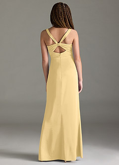 Azazie Mero Junior Butter Mermaid Pleated Stretch Satin Dress image5