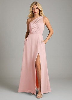 Azazie Phaedra Kotona sovitettavat mekot A-linja Yksi olkapää Sifonki Lattian pituus Pukeutua image3