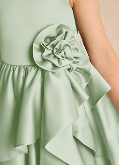 Azazie Hermia vestidos de niña de las flores Vestido de Salvia Polvorienta de Satin Mate de Corte En A con Sin mangas image6