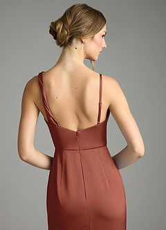 Azazie Samara Robes de demoiselle d'honneur Robe Sirène en Satin extensible Plissée Auburn image6