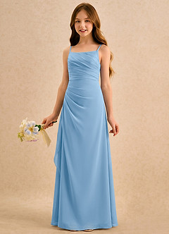 Azazie Cannoli Girls Formal Flower Girl Dresses Powder Blue A-Line Pleated Chiffon Dress image3