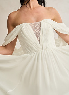 Azazie Fawn Wedding Dresses Cream A-Line Sweetheart Sequins Chiffon Dress image7