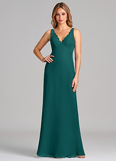 Azazie Tianna Final Sale Peacock Sheath Chiffon Dress image1