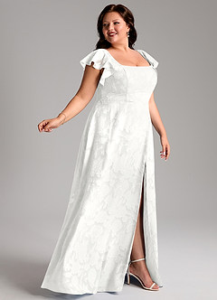 Azazie Bondi Šaty pro družičky A-Line Boční štěrbina Květinové vyhoření Délka podlahy Šaty image9