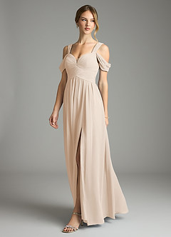 Azazie Lianne Bridesmaid Dresses White Alabaster A-Line Off the Shoulder Chiffon Dress image4