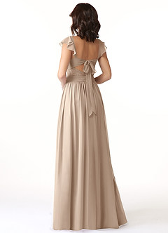 Azazie Lissa Bridesmaid Dresses Taupe A-Line Lace Chiffon Dress image5