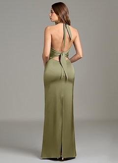 Azazie Francesca Bridesmaid Dresses Pistachio Sheath Stretch Satin Dress image4