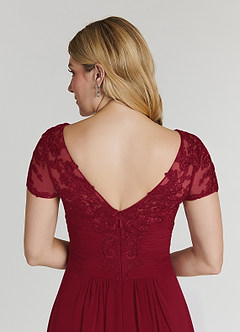 Azazie Thais Kleider für die Brautmutter A-Linie Spitze Chiffon Kleid Burgunderrot image6