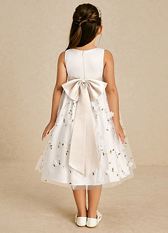 Azazie Pollie Flower Girl Dresses Ivory White Alabaster A-Line Bow Tulle Dress image2