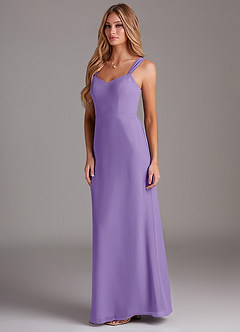 Azazie Denice Bridesmaid Dresses Tahiti Sheath Pleated Chiffon Dress image4