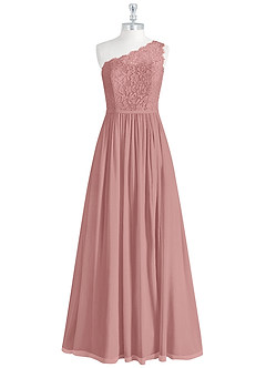 Azazie Demi Bridesmaid Dresses Dusty Rose A-Line One Shoulder Chiffon Dress image9
