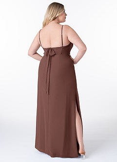 Azazie Mai Bridesmaid Dresses Espresso Sheath Pleated Chiffon Dress image9