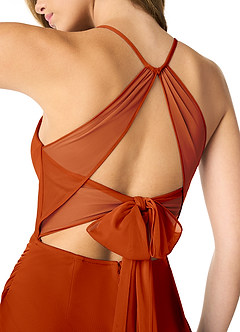 Azazie Dorita Final Sale Terracotta Mermaid Corset Mesh Dress image3