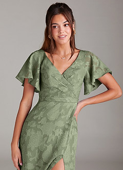 Azazie Ambrosia Bridesmaid Dresses Pistachio A-Line Pleated Floral Burnout Dress image5