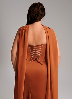 Azazie Sorrel Bridesmaid Dresses Cinnamon Mermaid Strapless Stretch Satin Convertible Dress image11