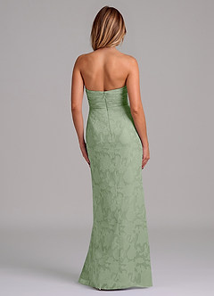 Azazie Jemma 신부 들러리 드레스 쉬스 주름진 플로럴 번아웃 바닥 길이 드레스 image6