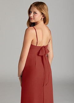 Azazie Mai Junior Terracotta Sheath Pleated Chiffon Dress image6