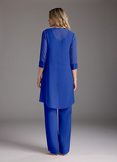 Azazie Maura Klänningar till brudens mor Klänning Jumpsuit/byxdräkt i Chiffong Paljetter Kungsblå image6