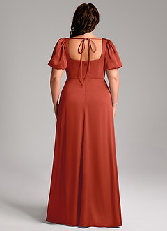Azazie Fyona Brautjungfernkleider A-Linie Plissee Stretch-Satin Kleid Rost image9
