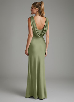 Azazie Elena Bridesmaid Dresses Garden Sage Mermaid Pleated Stretch Satin Dress image2