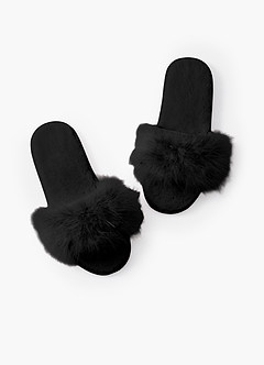 front 크로스 밴드 퍼지 슬리퍼