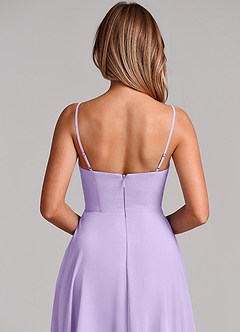Azazie Elle Brautjungfernkleider Eine Linie Plissee Chiffon Kleid Flieder image2