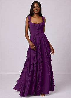 Barbie ♥ Azazie Vestidos de damas de honor Vestido de Uva de Gasa de Corte en A con Con bolsillos image4