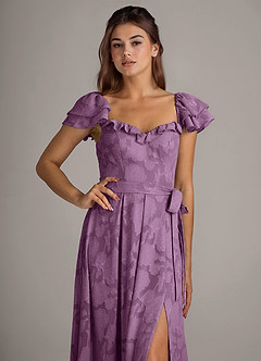 Azazie Aricella Bridesmaid Dresses Wisteria A-Line Corset Floral Burnout Dress image6
