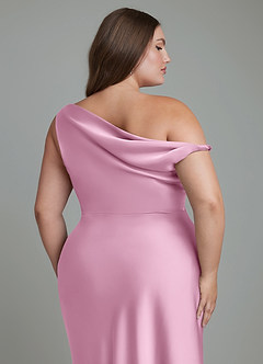 Azazie Emerson Bridesmaid Dresses Candy Pink Mermaid Off the Shoulder Stretch Satin Dress image13