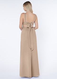 Azazie Christiana Bridesmaid Dresses Taupe A-Line V-Neck Pleated Chiffon Dress image3