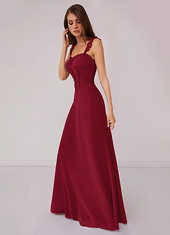 Barbie ♥ Azazie Bridesmaid Dresses Burgundy A-Line Sweetheart Neckline Chiffon Dress image3