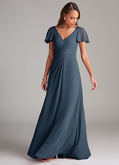 Azazie Soren Bridesmaid Dresses Neptune A-Line Ruched Chiffon Dress image5
