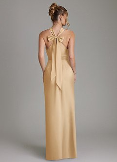 Azazie June Bridesmaid Dresses Gold Sheath Stretch Satin Dress image6