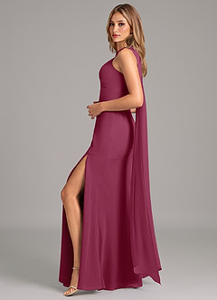 Azazie Kinsley Bridesmaid Dresses Mulberry Mermaid Pleated Chiffon Dress image3