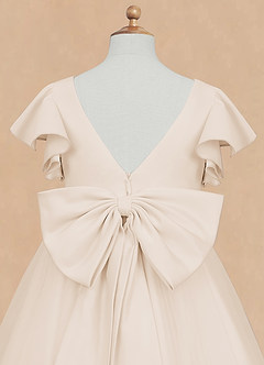 Azazie Kaeya Flower Girl Dresses White Alabaster A-Line Bow Tulle Dress image8