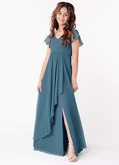 Azazie Omari Junior Bermuda A-Line Ruched Chiffon Dress image1