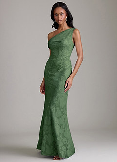 Azazie Emerson Vestidos de madrinha de casamento Vestido Eucalipto de Esgotamento Floral de sereia com Fora do ombro image5